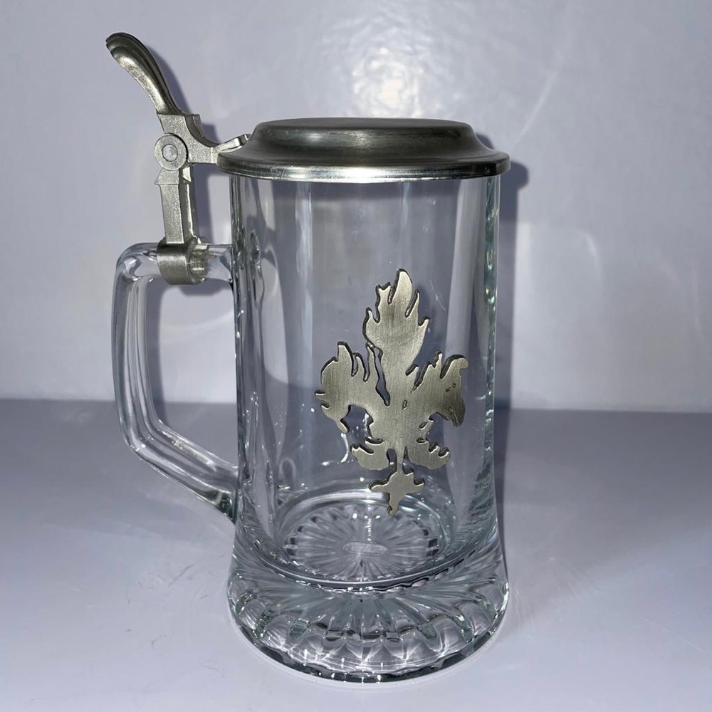 DOMEX PEWTER BEER STEIN MUG GLASS